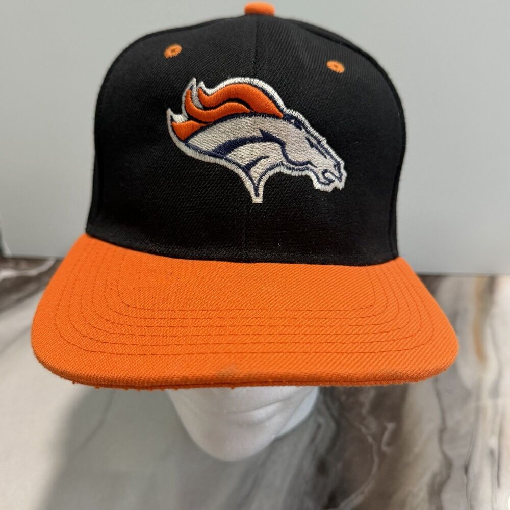 Vintage Denver Broncos Hat Golden Lion Snapback Black Orange NFL Cap 90s Y2K